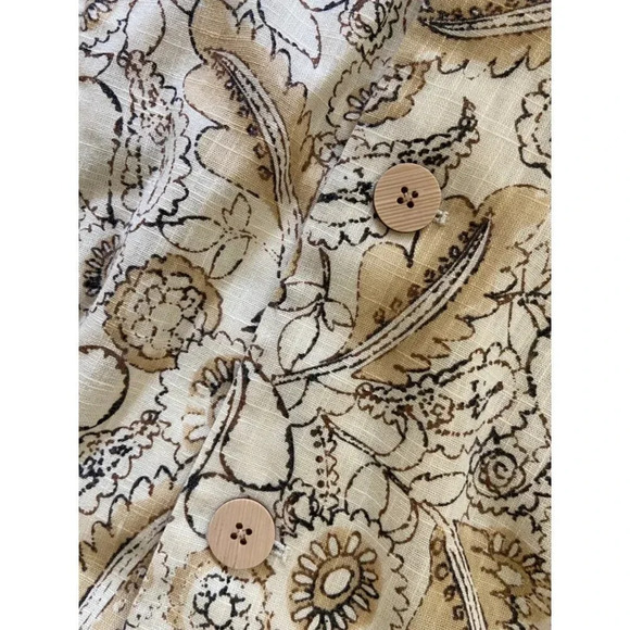 J. Jill Beige Floral + Paisley Print Linen Blend Collarless Blazer Jacket Medium - Picture 10 of 12